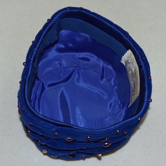 Vintage Blue Claude Saint-Cyr Reproduction Pillbox Hat Purple Accents Turban - Picture 10 of 13